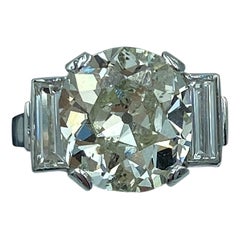 French 1890's platinum ring with old mine cut 4.82 ct centre stone 