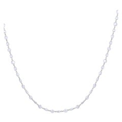Zertifizierte 14K Gold 4,7 Karat natürliche Diamant E-VVS Rosenschliff Birnenförmige runde Tennis-Halskette