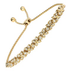 18K Yellow Gold Plated Sterling Silver 1/4 Cttw Diamond Adjustable Bolo Bracelet