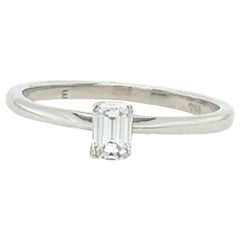 18ct White Gold Diamond Solitaire Ring Set With 0.20ct F-VS1 Emerald cut Diamond