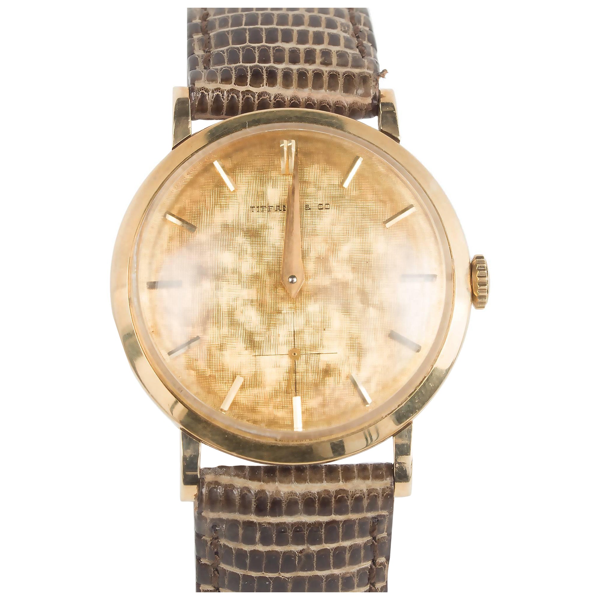 Tiffany & Co. Movado Yellow Gold Men's Wristwatch, circa 1951 For Sale