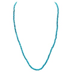 Blue Turquoise White Gold Link Chain Necklace