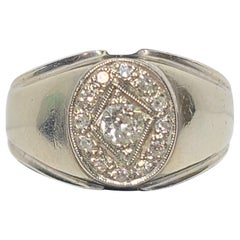 Retro Men's Diamond Cluster Ring with Natural Stones