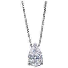 Dazzling 18k White Gold Pendant Necklace with a 0.90 carat brilliant diamond
