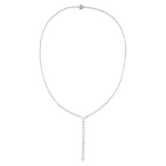 Real 6.84 Carat Heart Shape Diamond Lariat Necklace 18 Karat White Gold Jewelry