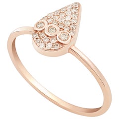 18k rose gold ring with champagne diamond encrusted drop US size 8