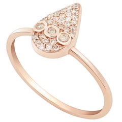 18k rose gold ring with champagne diamond encrusted drop US size 6