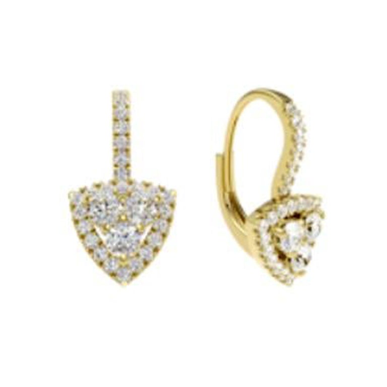 18ct Yellow Gold & Diamond Trillion Contemporary Earrings For Sale