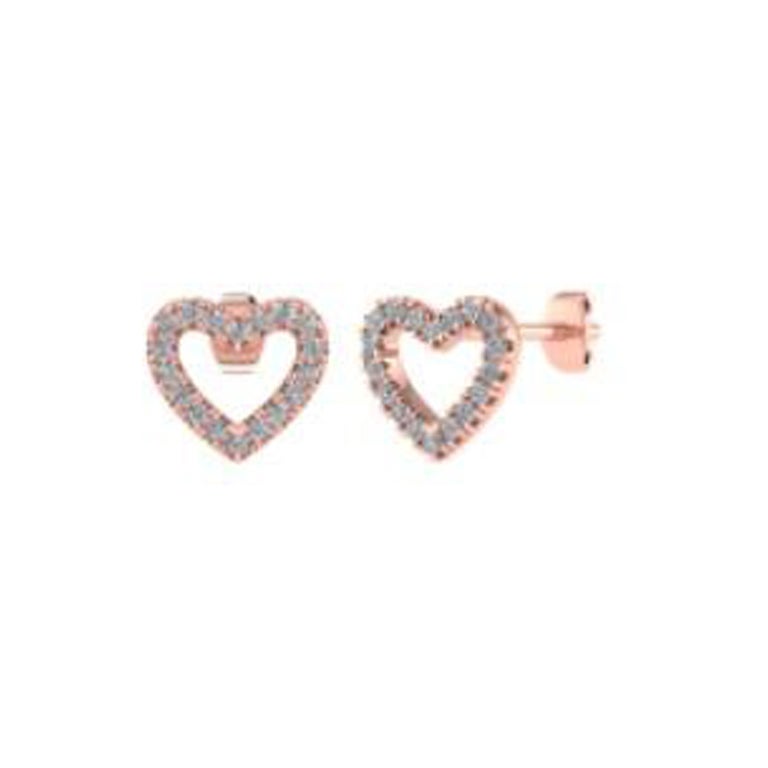 18ct Rose Gold & Diamond Sweetheart Contemporary Earstuds For Sale