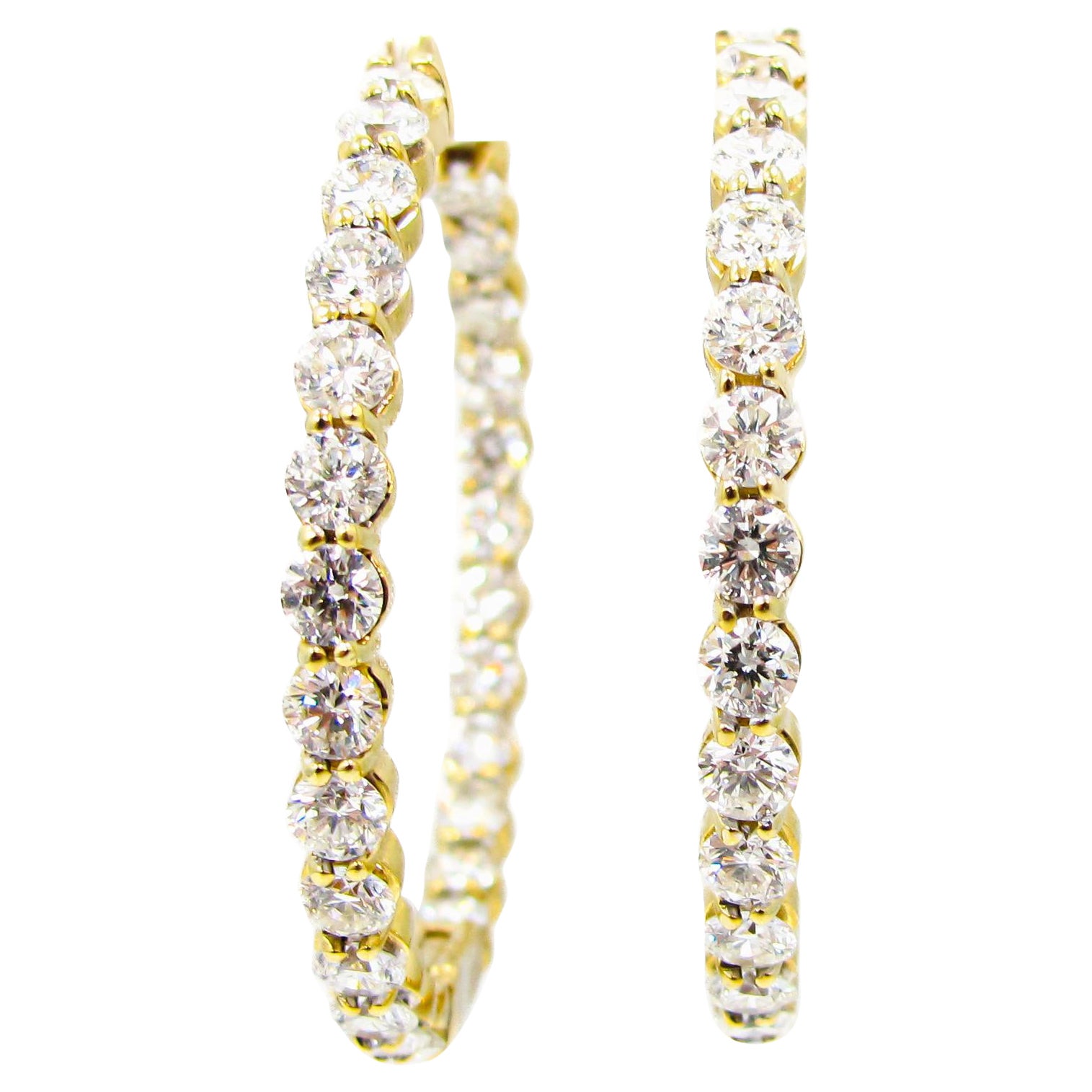 Yellow Gold Diamond Statement Hoops For Sale