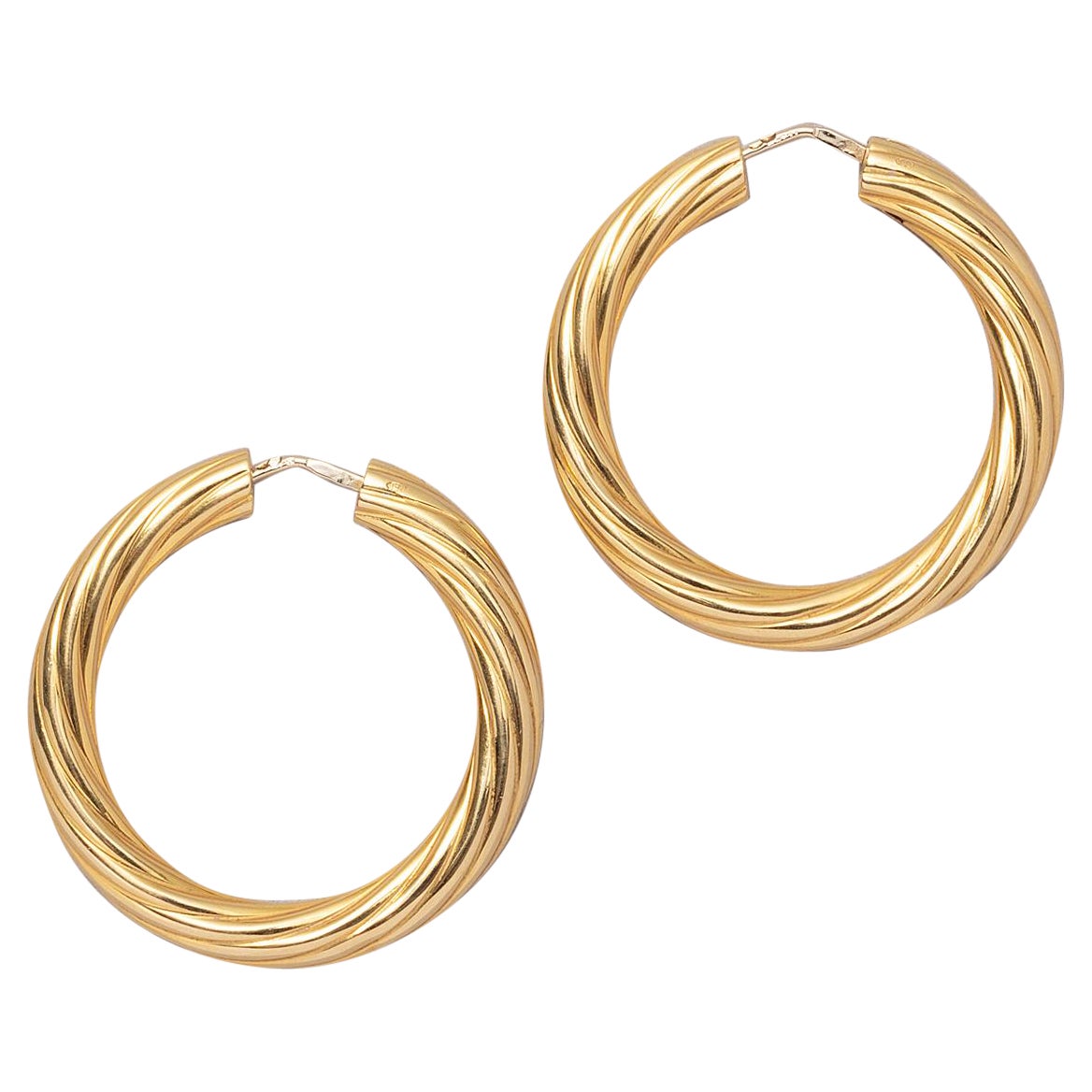 A pair of 18 Carat Gold Fred Paris Hoop Earrings For Sale