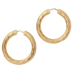 Vintage A pair of 18 Carat Gold Fred Paris Hoop Earrings