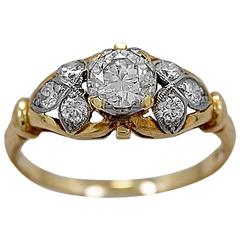 Antique .36 carat diamond gold platinum engagement ring Antique .36 carat diamond gold platinum engagement ring