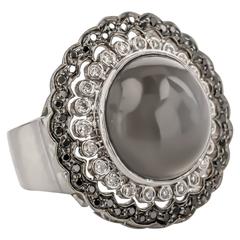 Sethi Couture 8.01 Carat Grey Moonstone & Diamond Ring 2