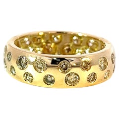 Exclusive 14k Yellow Gold 1.27 Carat Polka dot Fancy Color Diamond Band Ring