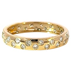 Exclusive 14k Yellow Gold .62 Carat Polka dot White Diamond Band Ring