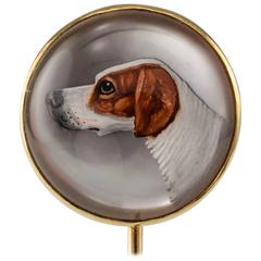 1900s English Bloodhound Essex Crystal Stick Pin