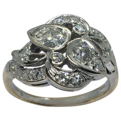 Vintage 1920s Art Deco 14K gold 1/2 Carat Diamond American Ring Toi et Moi 5.25