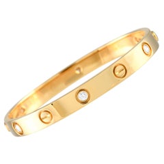 Cartier Love 18K Yellow Gold 6 Diamond Bracelet Size 16 ca03-1003236