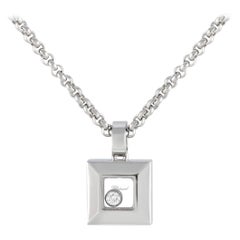 Chopard Happy Diamonds 18K White Gold Diamond Pendant Necklace ch04-100323