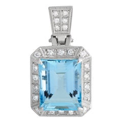 LB Exclusive Platinum 0.22ct Diamond and Aquamarine Pendant MF27-100423