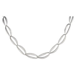 LB Exclusive 18K White Gold 4.06ct Diamond Oval Chain Link Necklace MF04-100523