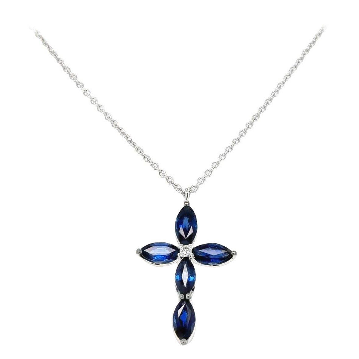Marquise Blue Sapphires  Necklace