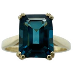 Used 2.00ct London Blue Topaz Emerald Octagonal Cut 9k Yellow Gold Solitaire Ring