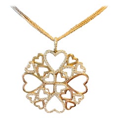 Chaîne en or rose 18 carats avec pendentif cœur de diamants