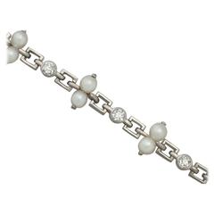 1940s 0.82 Carat Diamond and Natural Pearl, Platinum Bracelet 4