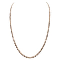 6.50 Carat Round Brilliant Cut Diamond Tennis Necklace 14 Karat Rose Gold 16'' (collier de tennis en or rose 14 carats)