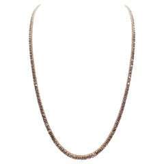 6.95 Carat Round Brilliant Cut Diamond Tennis Necklace 14 Karat Rose Gold 16''