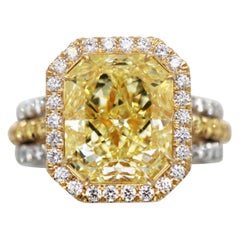 8 Carat GIA Natural Fancy Yellow Radiant Cut Diamond Engagement Ring Scarselli