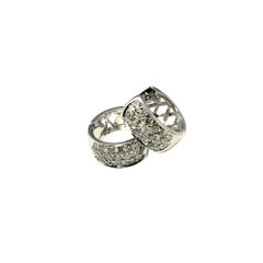 14 Karat White Gold and Diamond Huggie Hoop Earrings #15643