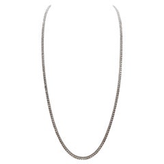 Tennis-Halskette aus 14 Karat Weißgold mit 4,35 Karat rundem Diamanten im Brillantschliff 16''