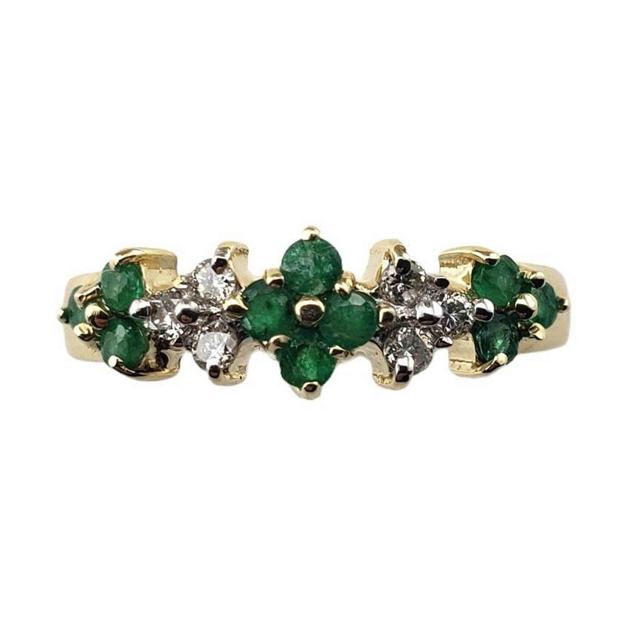 14 Karat Yellow Gold Emerald and Diamond Ring Size 7 #15631 For Sale