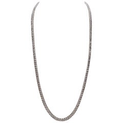 15.30 Carat Brilliant Cut Diamond Tennis Necklace 14 Karat White Gold 20''