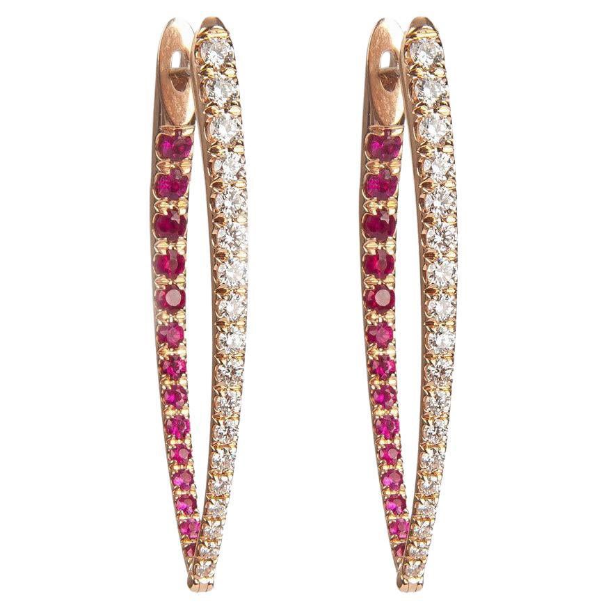 Melissa Kaye Large Cristina Diamond & Ruby Earrings For Sale