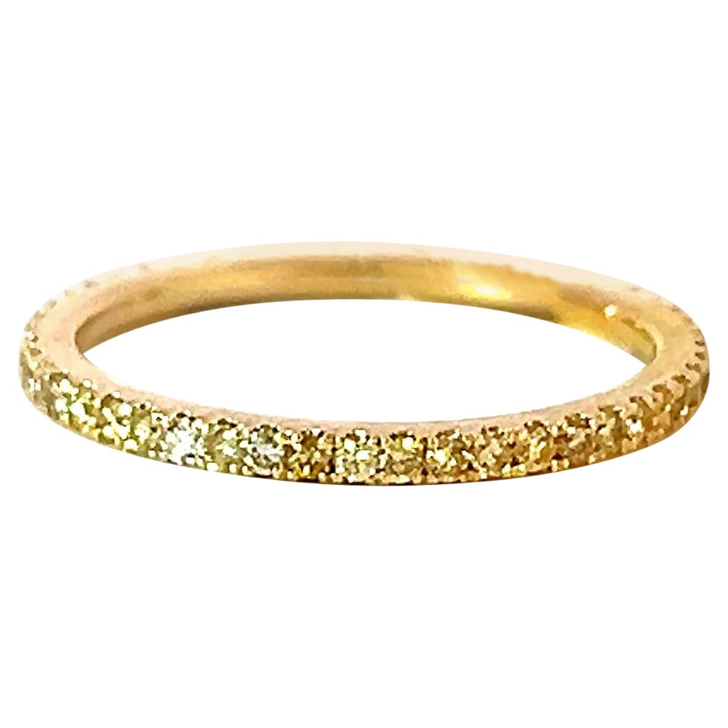 Classic 14k Yellow Gold .42 Carat Round Golden Diamond Eternity Band Ring For Sale