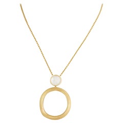 Marco Bicego Jaipur Mother of Pearl 18k Yellow Gold Circle Pendant Necklace