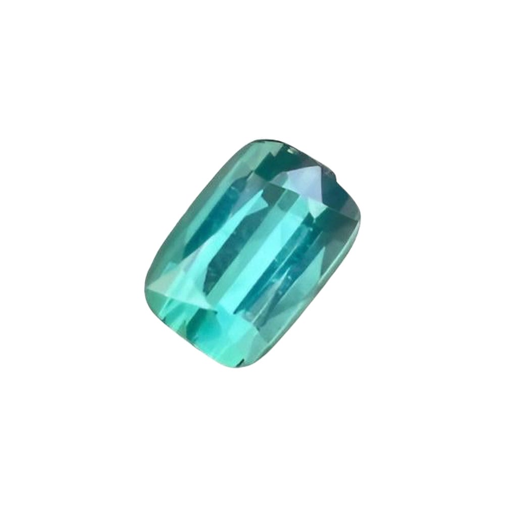 Tourmaline bleu verdâtre 2.20 carats taille coussin Pierre précieuse africaine naturelle