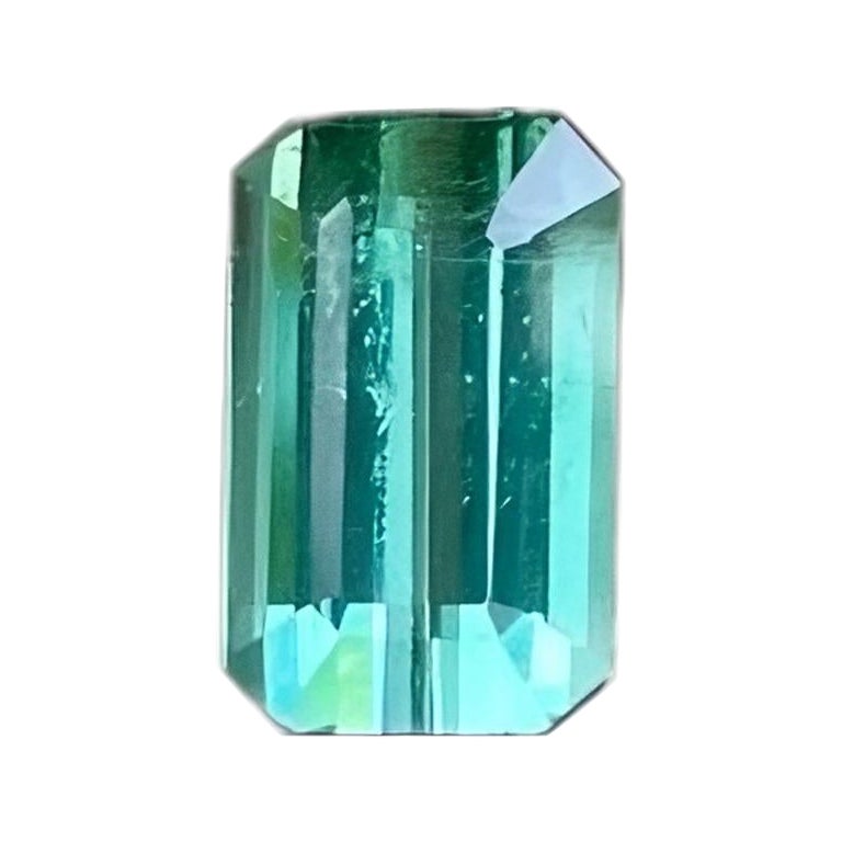Green Blue Hued Tourmaline 2.80 Carats Emerald Cut Natural African Gemstone
