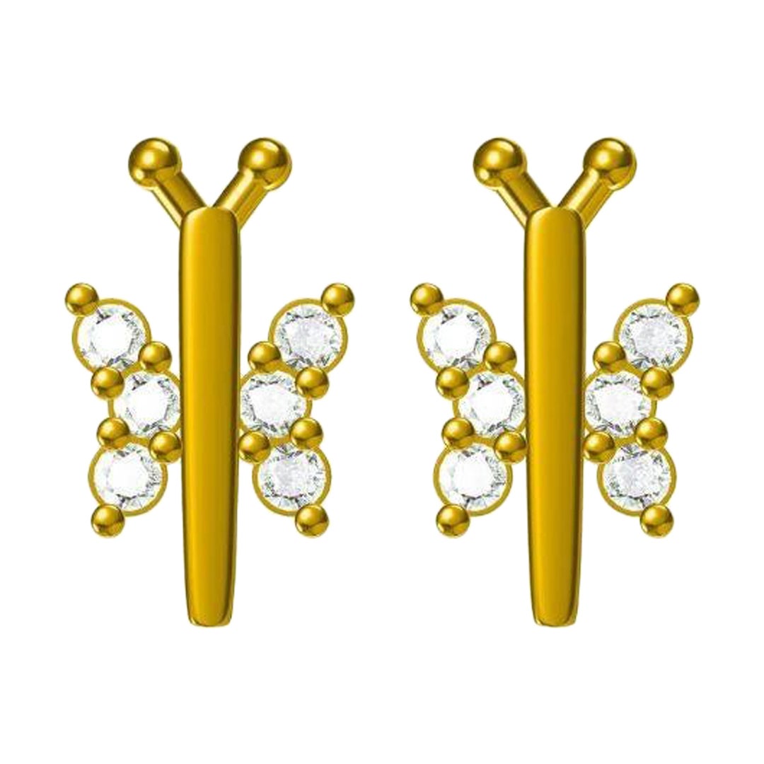 Diamant-Ohrringe mit Libellenschmetterling für Mädchen (Mädchen/Toddler) aus 18 Karat massivem Gold