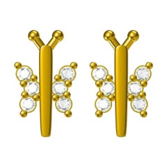 Diamant-Ohrringe mit Libellenschmetterling für Mädchen (Mädchen/Toddler) aus 18 Karat massivem Gold