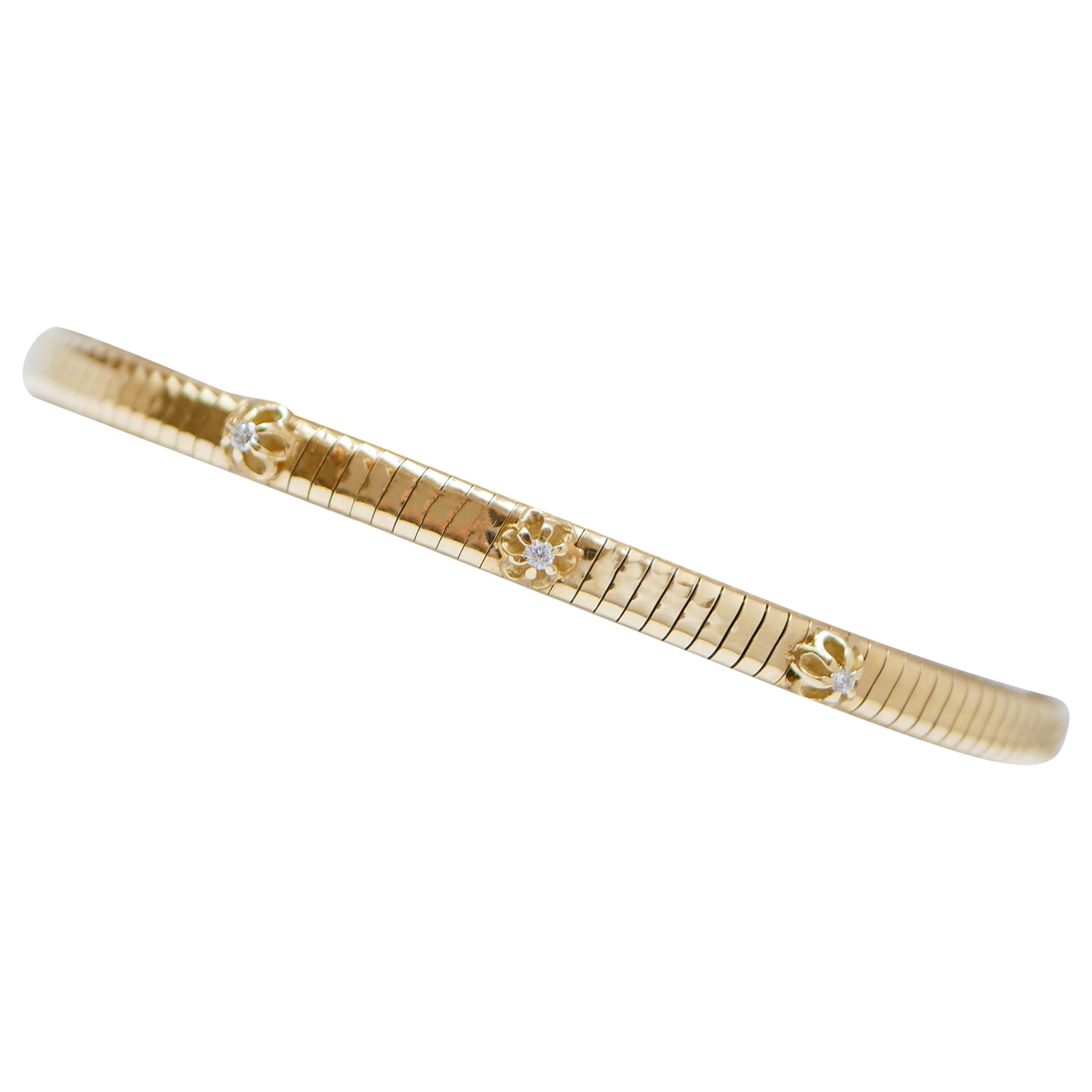 Diamonds, 18 Karat Yello Gold Retrò Bracelet For Sale