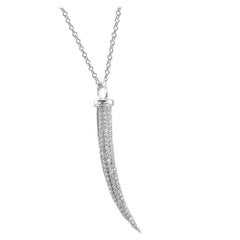 White Diamond Round 14K White Gold Fancy Fashion Drop Pendent Chain Necklace 