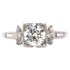 Art Deco 0.75 Carat Diamond Platinum Engagement Ring