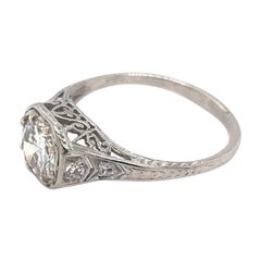 Antique Edwardian 0.9 Carat Diamond Platinum Engagement Ring