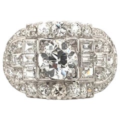 Vintage Mid Century 3.5 Carat DTW Diamond Platinum Ring