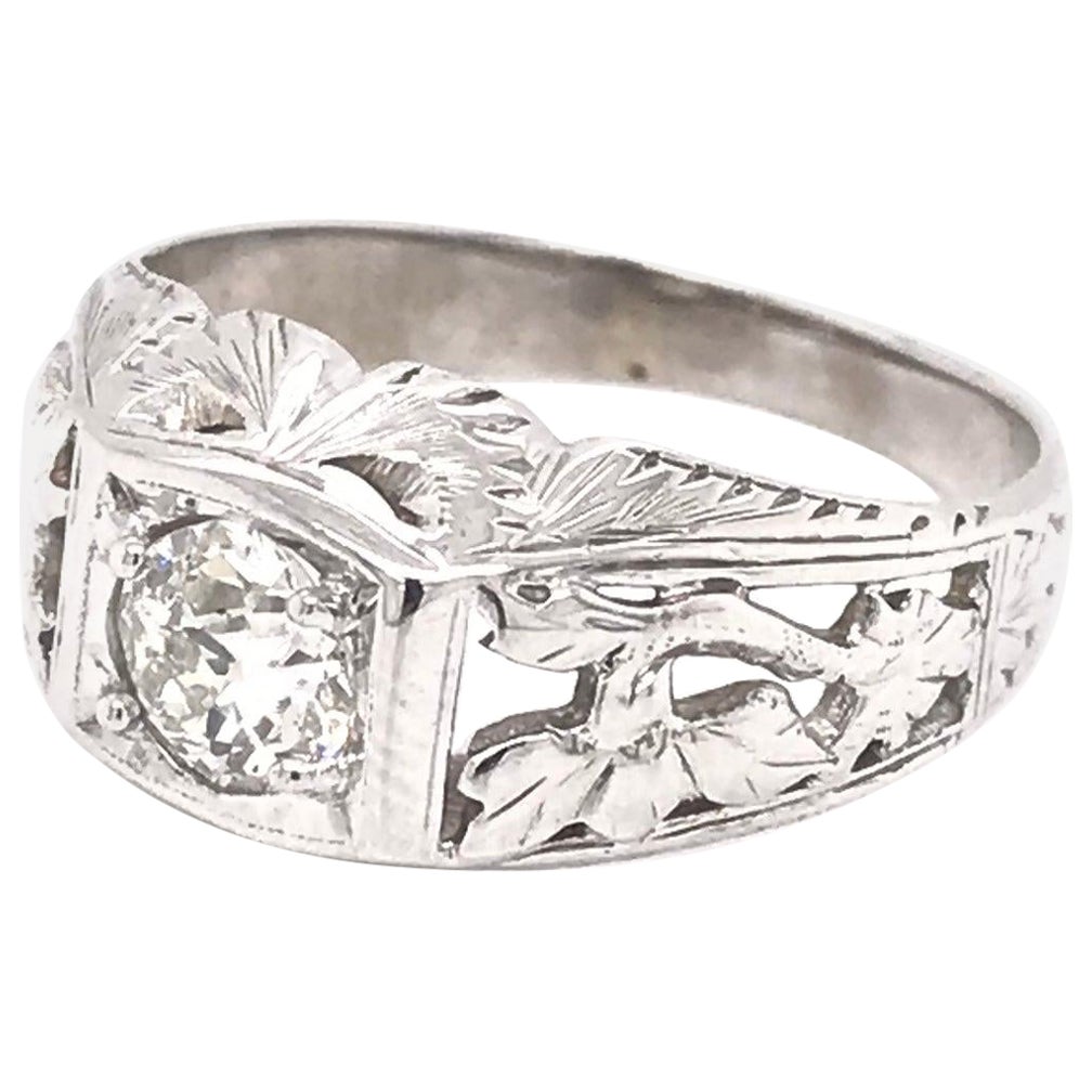 Antique Floral Motif Diamond Ring For Sale
